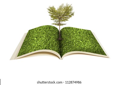 Magic Book Tree Growing On White Stock Illustration 112874986 ...