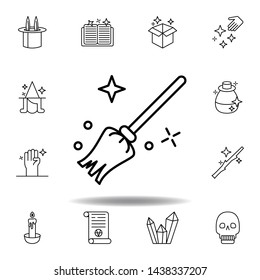 magic broom, miscellaneous outline icon. elements of magic illustration line icon. signs, symbols can be used for web, logo, mobile app, UI, UX