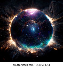 Magic Crystal Orb Showing Dark Matter In Space.