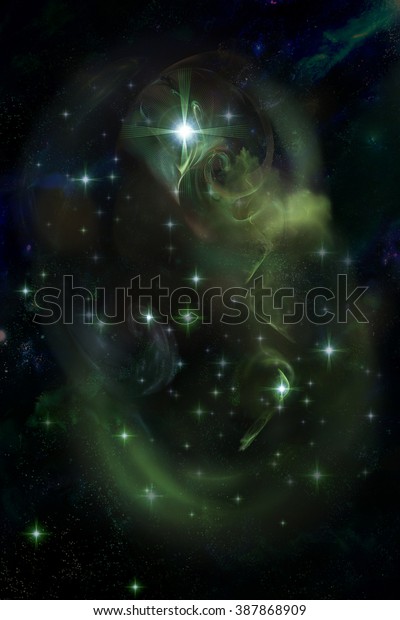 Magic green beautiful space\
nebula