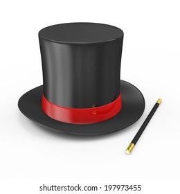 Magic Hat Red Ribbon Magician Wand Stock Illustration 197973455 ...