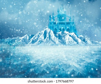 Magic Ice Castle with snow