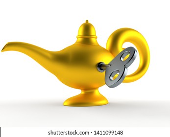Magic Lamp Clockwork Key Isolated On Stock Illustration 1411099148 ...
