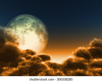 Magic moon in the night sky