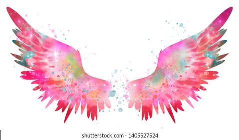 magic pink spreaded watercolor wings