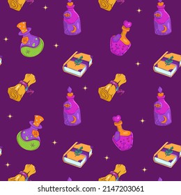 Magic Seamless Patter, Wizard Pattern, Witchcraft Pattern, Magic School Pattern, Halloween 