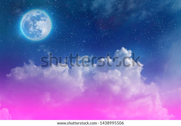 Magic Sky Background Beautiful Moon Shining Stock Illustration