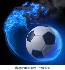 magic soccer ball in the blue flame.