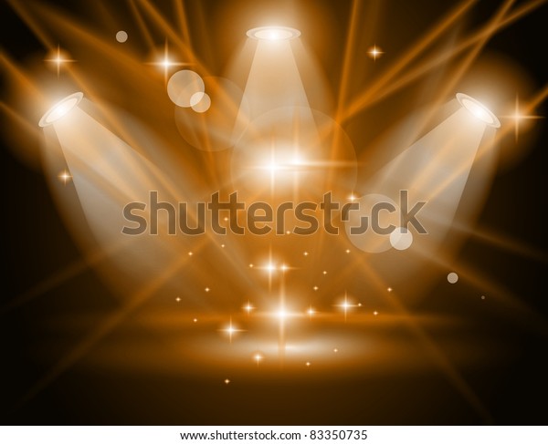 Magic Spotlights with GOLD rays and glowing effect for people or ...