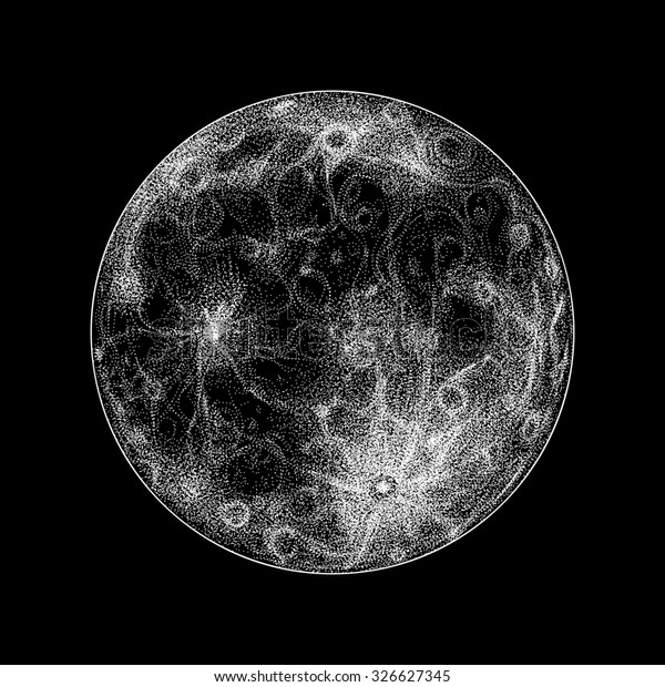 Magical Full Moon On Black Background のイラスト素材