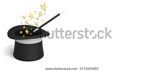 Magicians Hat Star Stars Magic Wand Stock Illustration 1572603685 ...