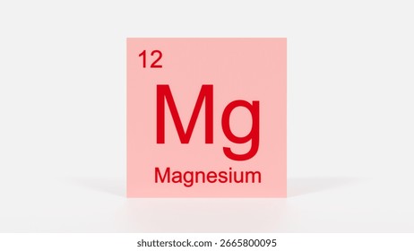 Magnesium Element 3D Render - Periodic Table Box with Atomic Number 12, Scientific Education, Chemistry Classroom, Modern Science Poster, and Laboratory Wall Art