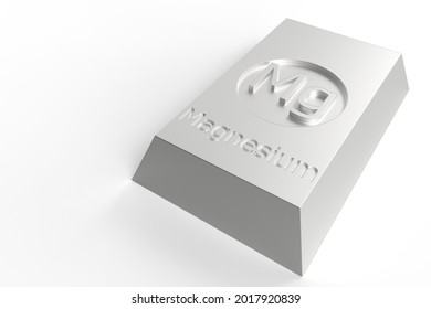 Magnesium ingot on white background 3d rendering