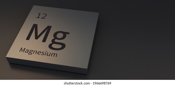 Magnesium-elements on periodic table 3d illustration.