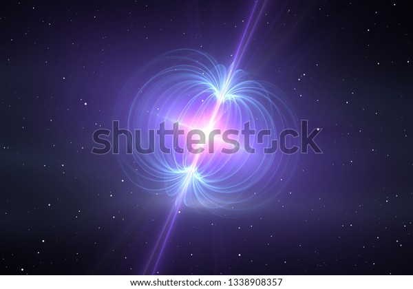 Magnetar - neutron star with an extremely\
powerful magnetic field. 3d\
rendering