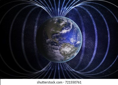 Magnetosphere or magnetic field around Earth. 3D rendered illustration.