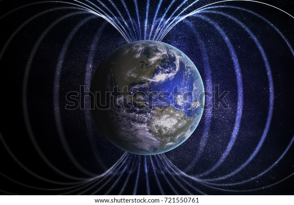 Magnetosphere or magnetic field around\
Earth. 3D rendered\
illustration.