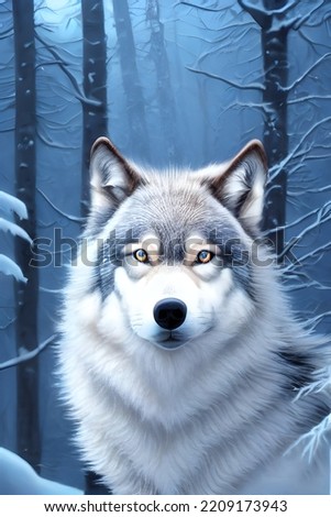 A magnificent wolf in a snowy winter forest.  Foto stock © 