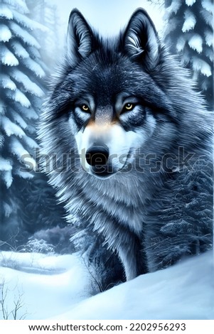 A magnificent wolf in ta snowy winter forest.  Foto stock © 