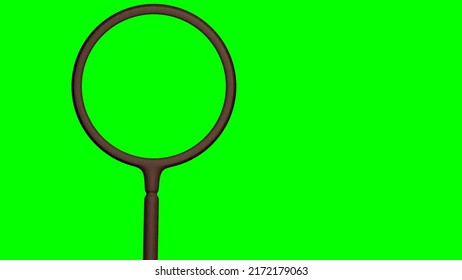 Magnifier On Chromakey Background. Magnifying Glass On Green Screen. Zoom In. 3d Render.