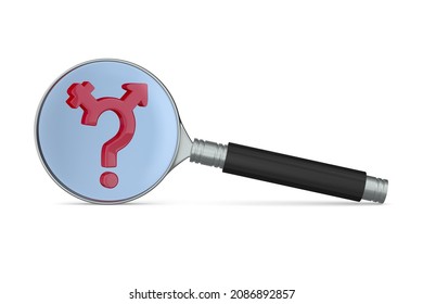 Magnifier on white background. Choice sex. Isolated 3D illustration