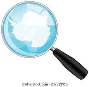 Magnifying Glass With Antartica Flag