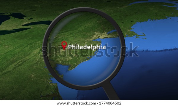 Magnifying Glass Finds Philadelphia City On Stock Illustration 1774084502 Shutterstock 9736