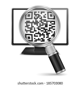 Magnifying Glass Qr Code On Screen Stock Illustration 185703080 ...