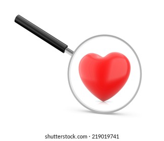 Magnifying Glass & Red Heart - Stock Image