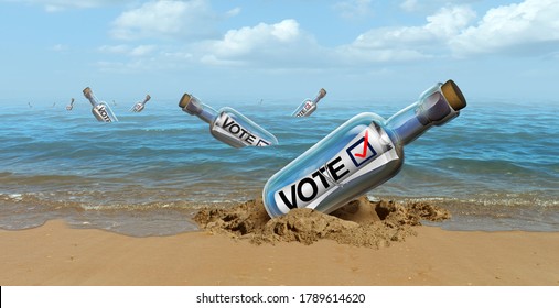 Mail In Vote Concept And Absentee Voting Or Absent Voter Casting A Ballot By Mailing A Political Choice With 3D Illustration Elements.