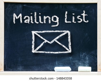 Mailing List Words And Symbol On The Blackboard