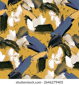 The main colors are yellow and blue, combined with abstract brushstrokes to present a dynamic and lively design, capturing the vitality of summer.