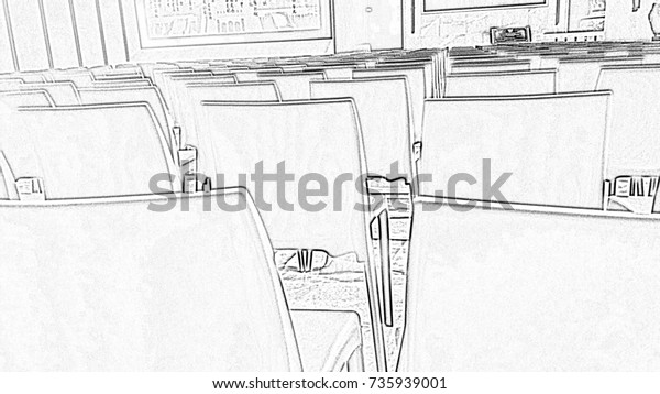 Main Shrine Chairs Formation Pencil Sketching Royalty Free Stock