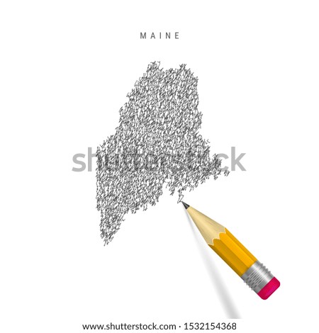 Maine sketch scribble map isolated on white background. Hand drawn map of Maine.