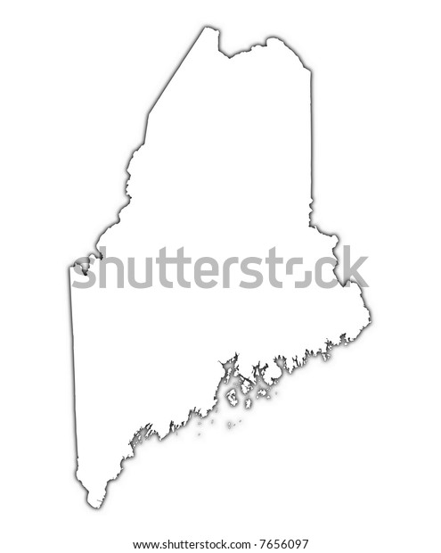 Maine Usa Outline Map Shadow Detailed Stock Illustration 7656097