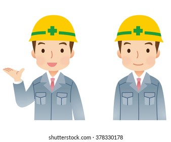 Maintenance worker "guide and calm face"