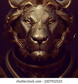 Majestic Lion Knight Portrait Art
