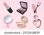 make up cosmetics 3D icons set