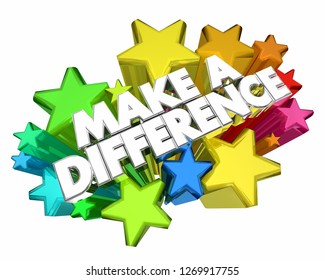 Make a Difference Volunteer Help Others Stars Words 3d Illustration