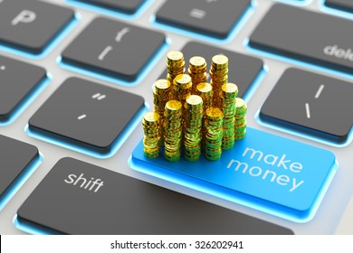 Make Money Online Images Stock Photos Vectors Shutterstock - make money online and internet business concept stack of golden coins on computer keyboard button