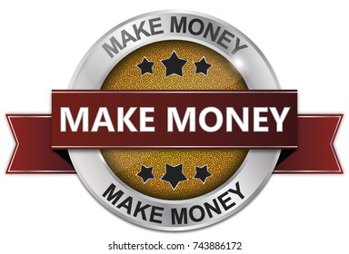 make money round isolated SILVER badge