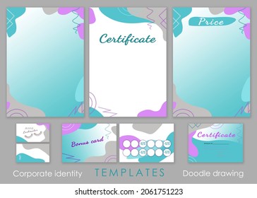 Make up set. Digital Make-up buisenes and gift or bonus card, certificate and price list for an educational institution. Geometric square elements on brown and gradient pink, beige and black - Powered by Shutterstock