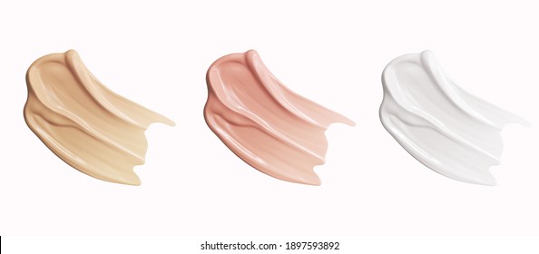 Make up smear cosmetic Liquid foundation smudge texture, 3d rendering.