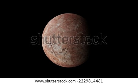 Makemake dwarf planet, a large Kuiper belt object. 3d rendering science illustration, super high definition, ultra surface detail.