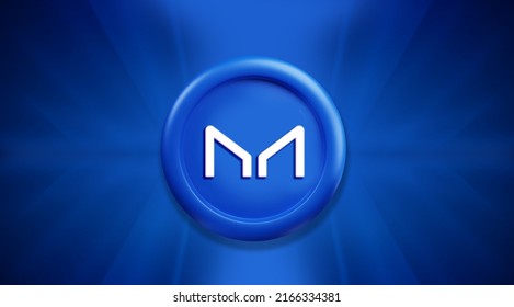 Maker MKR Crypto Coin Banner. Mkr Coin Cryptocurrency Concept Banner Background.