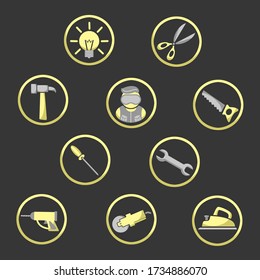 Maker Space Icon For You Design With Gold Line And Black Background