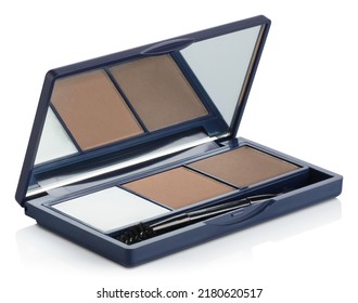 Makeup Eyeshadow Palette Mockup. Open Set Of Colored Eyeshadows With A Mirror, 3D Photo.