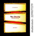 Makeup mirror. Circle and rectangle mirrors frame with light bulbs and mirrored reflection. Isolated vector set of mirror with bulb frame, vintage banner decoration glowing. Raster version