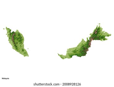 Malaysia Topography Map (3D Rendering)