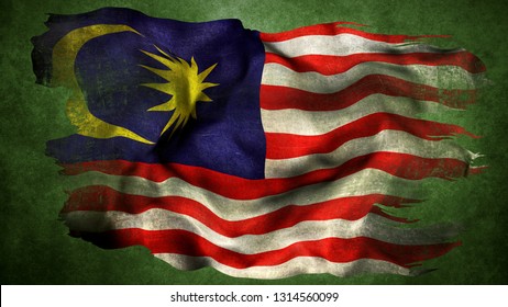 Malaysia Torn Flag 3d Render Stock Illustration 1314560099 